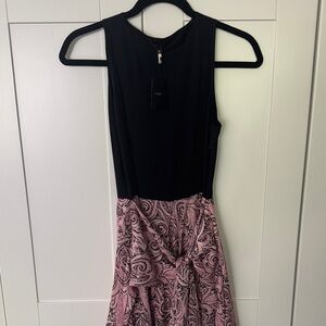 Maje Black & Pink Paisley Sleeveless Dress